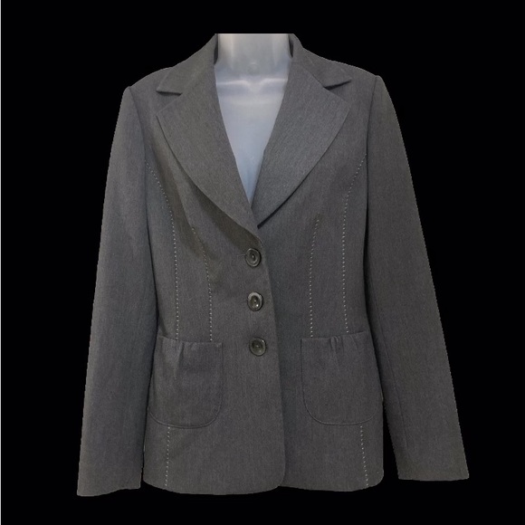 Classiques Entier Woman Grey Three Button Jacket Blazer - Picture 3 of 11